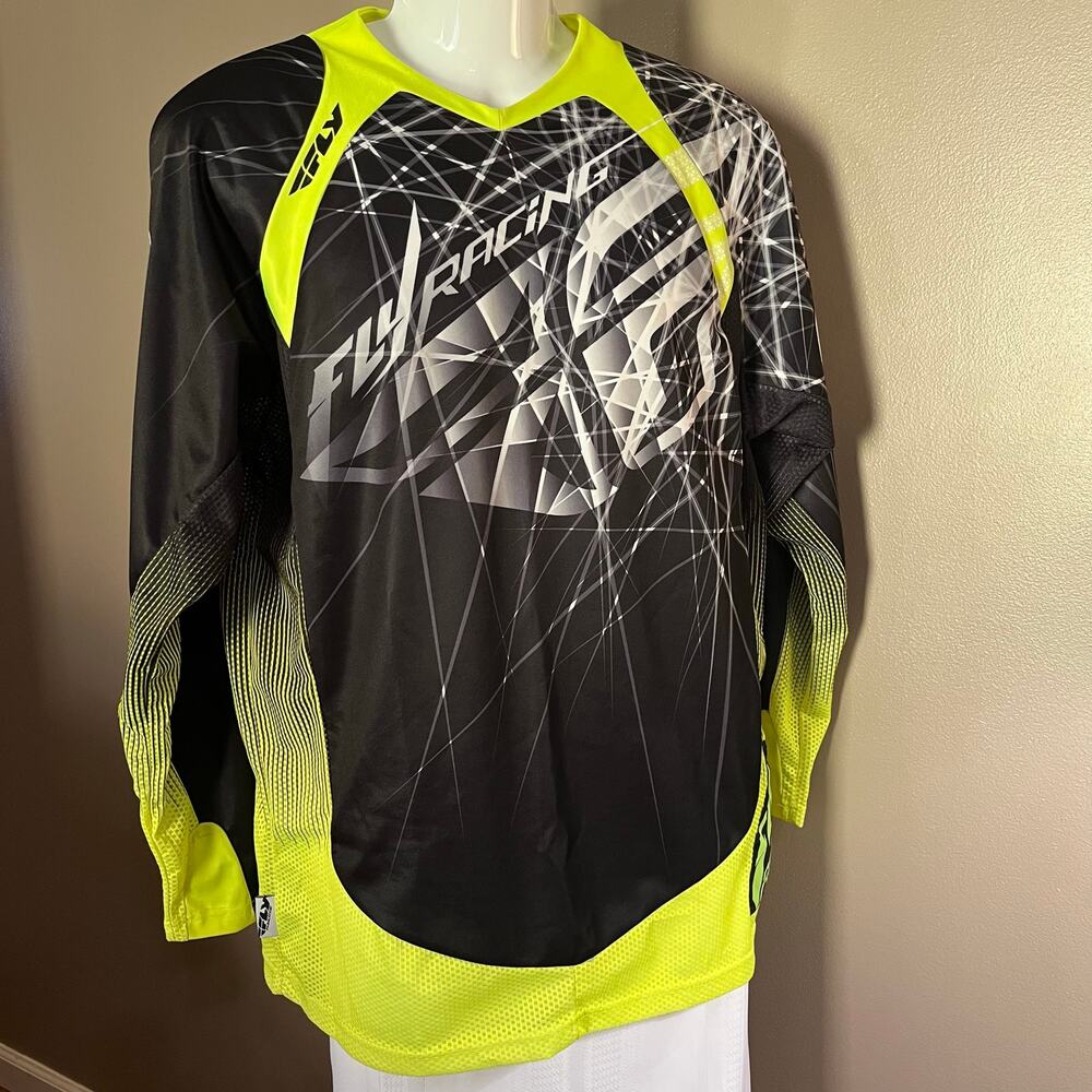 Fly Racing Evolution 2.0 Spike Jersey Mens Medium Black Yellow Long Sleeve